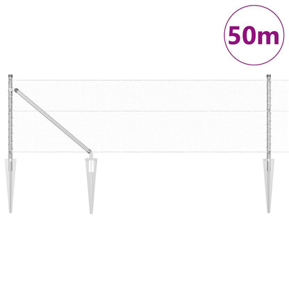 Zaun mit Pfosten Silber 0,6 x 50 m PVC-beschichteter Stahl