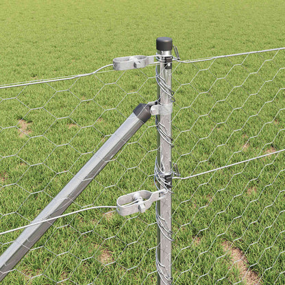 Zaun mit Pfosten Silber 0,6 x 50 m PVC-beschichteter Stahl