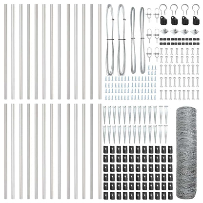 Zaun mit Pfosten Silber 0,6 x 50 m PVC-beschichteter Stahl