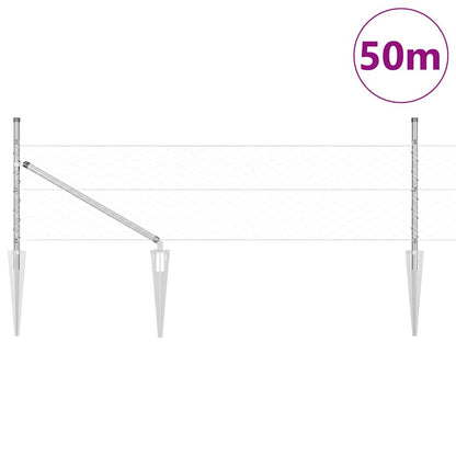 Zaun mit Pfosten Silber 0,8 x 50 m PVC-beschichteter Stahl