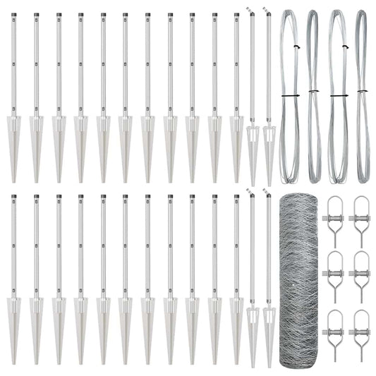 Zaun mit Pfosten Silber 1 x 50 m PVC-beschichteter Stahl