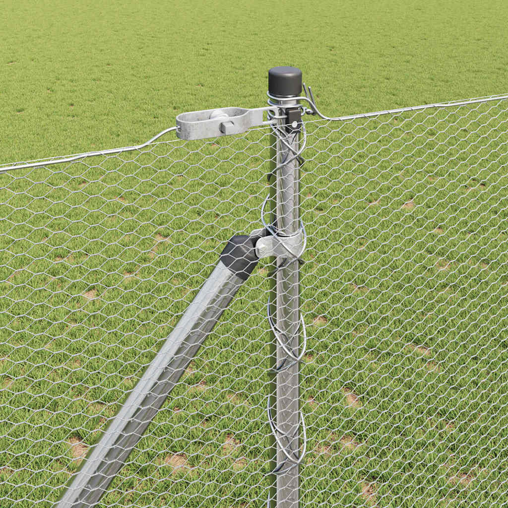 Zaun mit Pfosten Silber 1,2 x 50 m PVC-beschichteter Stahl