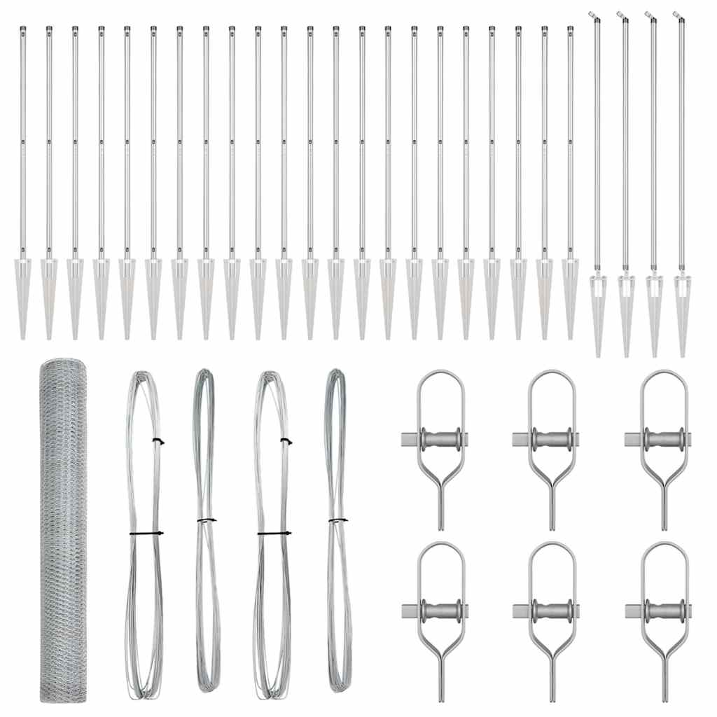 Zaun mit Pfosten Silber 1,2 x 50 m PVC-beschichteter Stahl