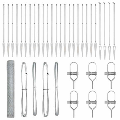 Zaun mit Pfosten Silber 1,2 x 50 m PVC-beschichteter Stahl