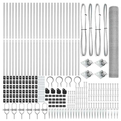 Zaun mit Pfosten Silber 1,2 x 50 m PVC-beschichteter Stahl