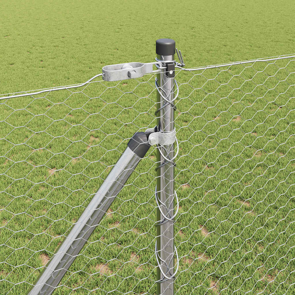 Zaun mit Pfosten Silber 1,4 x 50 m PVC-beschichteter Stahl