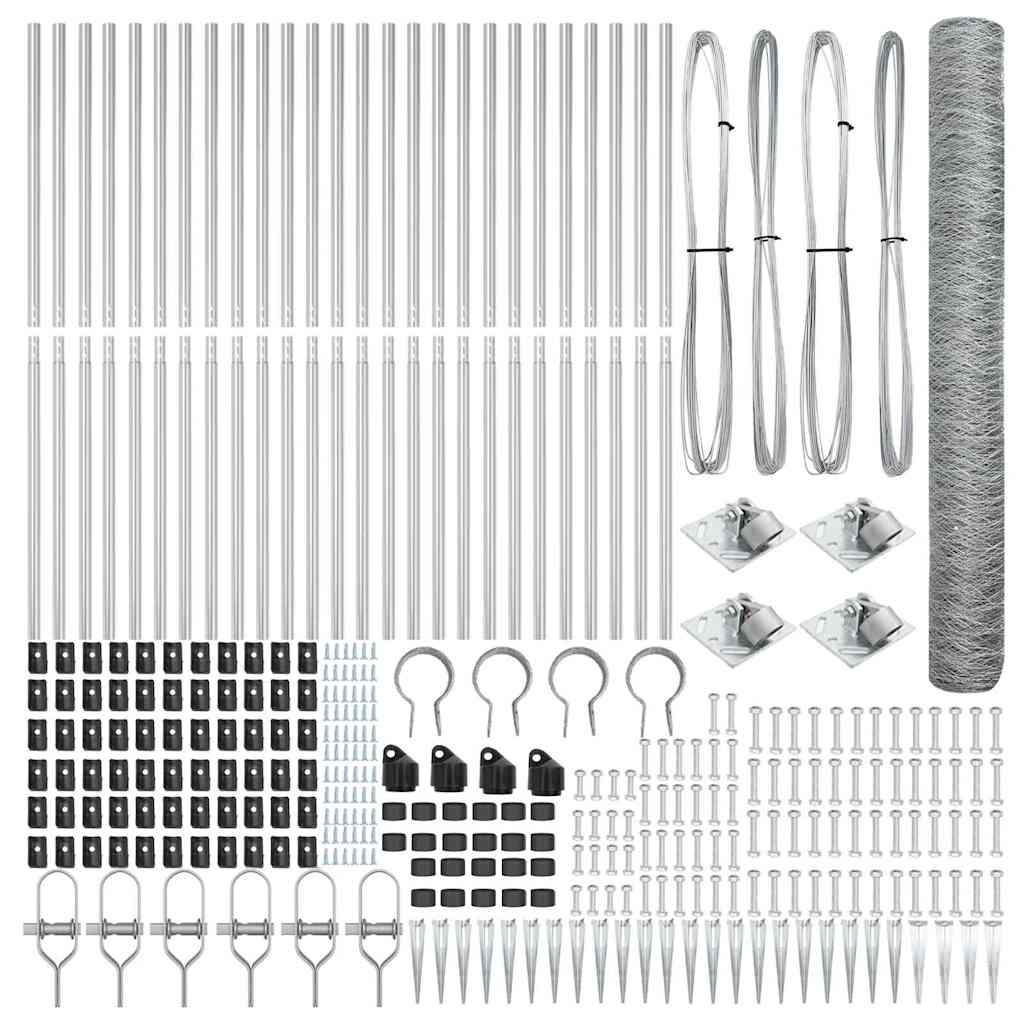 Zaun mit Pfosten Silber 1,4 x 50 m PVC-beschichteter Stahl