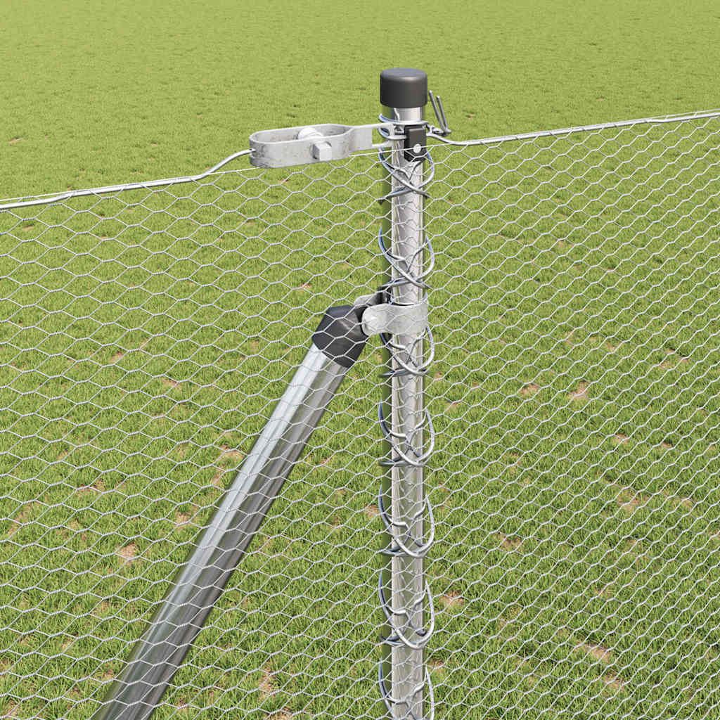 Zaun mit Pfosten Silber 1,6 x 50 m PVC-beschichteter Stahl