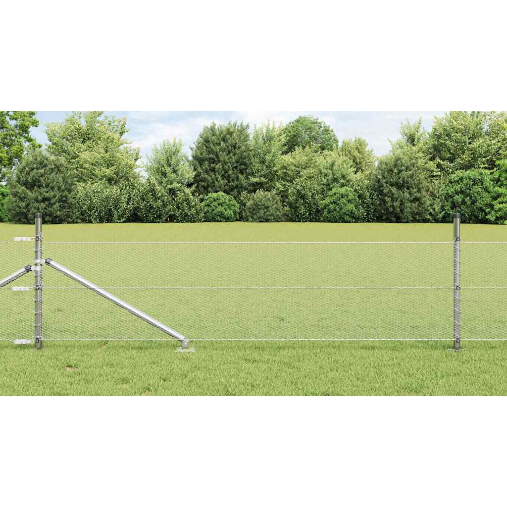 Zaun mit Pfosten Silber 0,4 x 100 m PVC-beschichteter Stahl