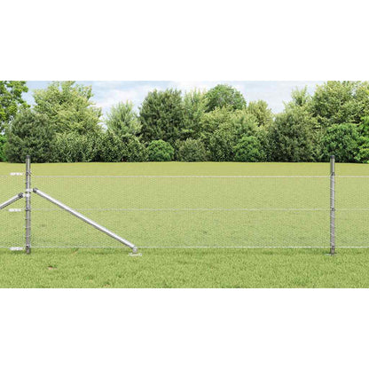 Zaun mit Pfosten Silber 0,4 x 100 m PVC-beschichteter Stahl