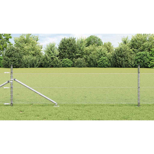 Zaun mit Pfosten Silber 0,4 x 100 m PVC-beschichteter Stahl