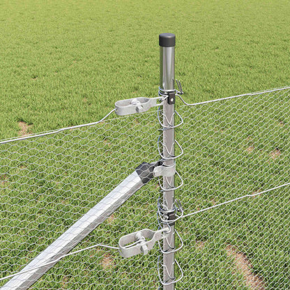 Zaun mit Pfosten Silber 0,4 x 100 m PVC-beschichteter Stahl