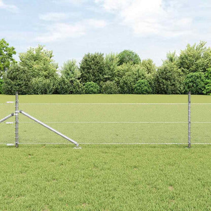 Zaun mit Pfosten Silber 0,4 x 100 m PVC-beschichteter Stahl