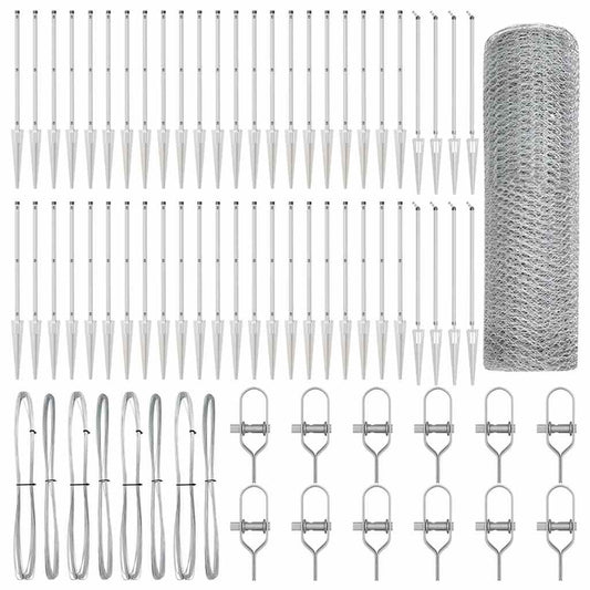 Zaun mit Pfosten Silber 0,4 x 100 m PVC-beschichteter Stahl