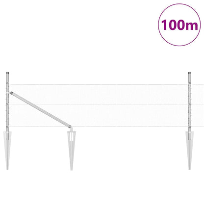 Zaun mit Pfosten Silber 0,4 x 100 m PVC-beschichteter Stahl