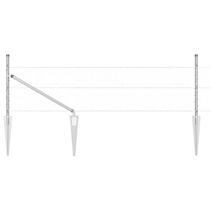 Zaun mit Pfosten Silber 0,5 x 100 m PVC-beschichteter Stahl