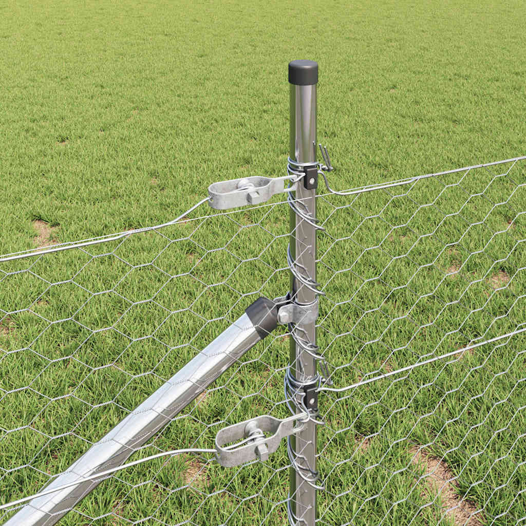 Zaun mit Pfosten Silber 0,5 x 100 m PVC-beschichteter Stahl