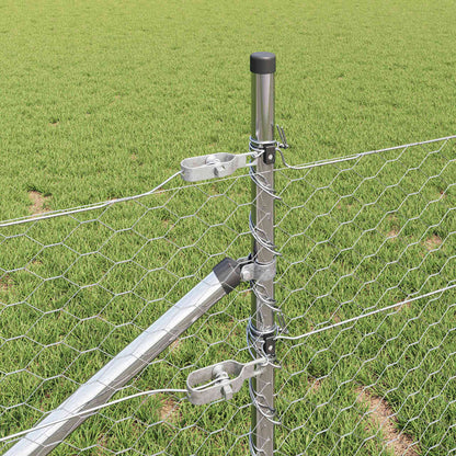 Zaun mit Pfosten Silber 0,5 x 100 m PVC-beschichteter Stahl
