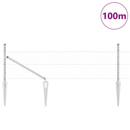Zaun mit Pfosten Silber 0,5 x 100 m PVC-beschichteter Stahl