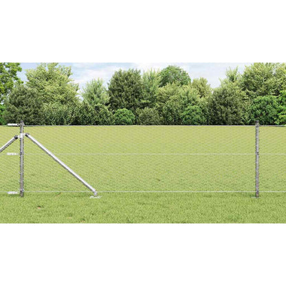 Zaun mit Pfosten Silber 0,6 x 100 m PVC-beschichteter Stahl