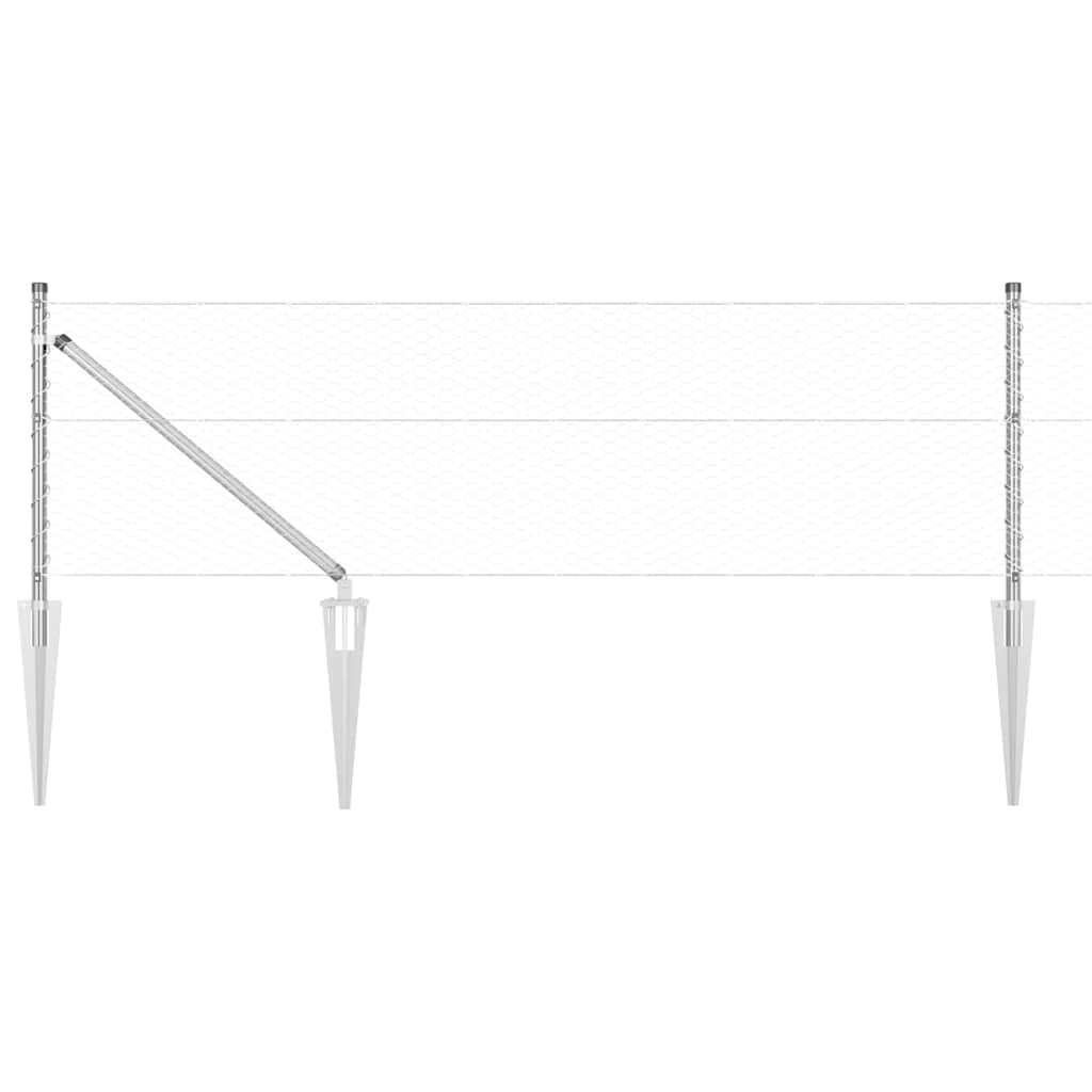 Zaun mit Pfosten Silber 0,6 x 100 m PVC-beschichteter Stahl