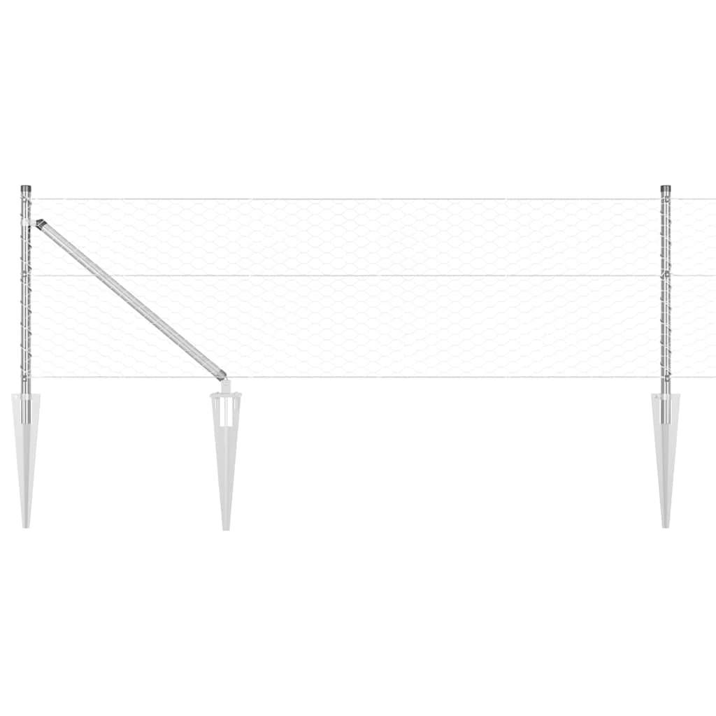 Zaun mit Pfosten Silber 0,6 x 100 m PVC-beschichteter Stahl