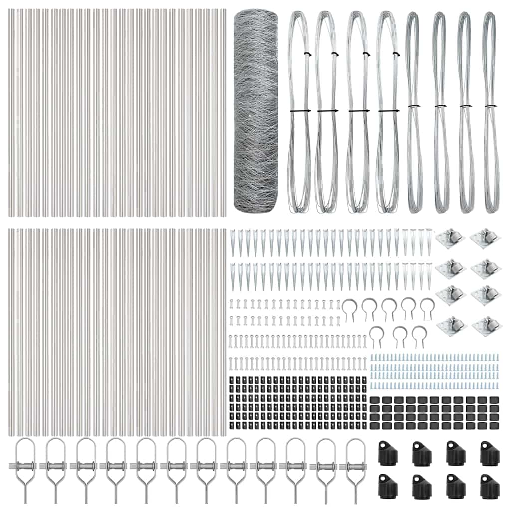 Zaun mit Pfosten Silber 0,6 x 100 m PVC-beschichteter Stahl