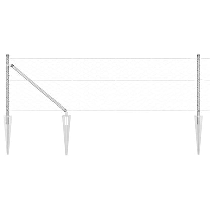 Zaun mit Pfosten Silber 0,6 x 100 m PVC-beschichteter Stahl