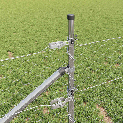 Zaun mit Pfosten Silber 0,8 x 100 m PVC-beschichteter Stahl
