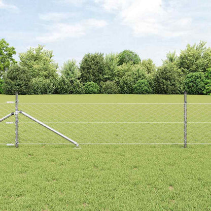 Zaun mit Pfosten Silber 0,8 x 100 m PVC-beschichteter Stahl