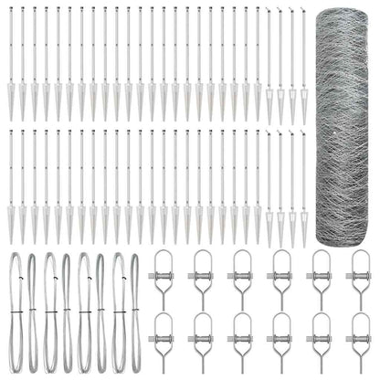 Zaun mit Pfosten Silber 0,8 x 100 m PVC-beschichteter Stahl