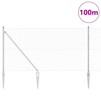 Zaun mit Pfosten Silber 1 x 100 m PVC-beschichteter Stahl