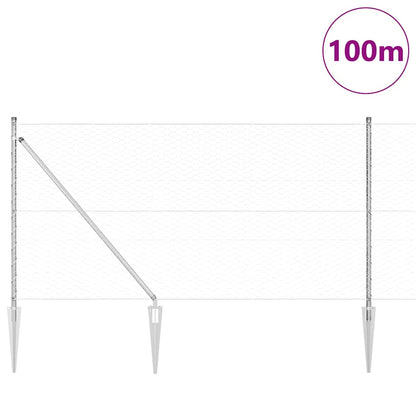 Zaun mit Pfosten Silber 1 x 100 m PVC-beschichteter Stahl