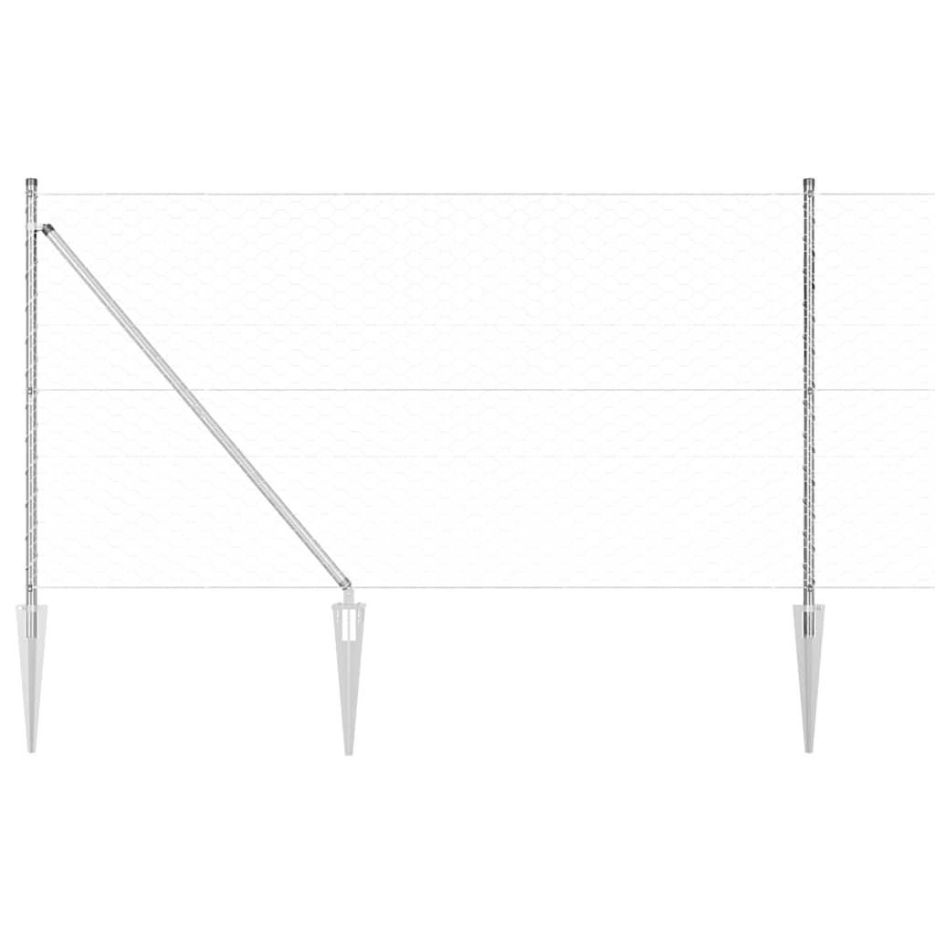 Zaun mit Pfosten Silber 1 x 100 m PVC-beschichteter Stahl