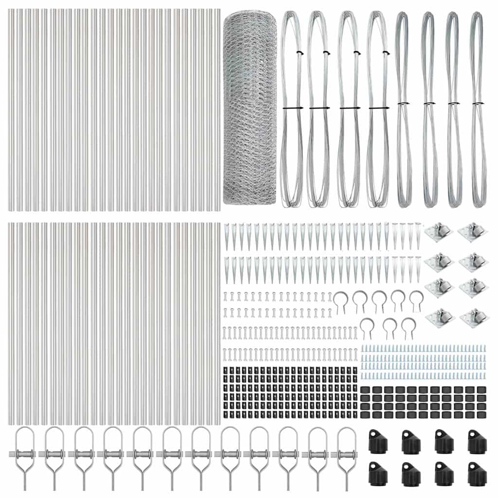 Zaun mit Pfosten Silber 1,2 x 100 m PVC-beschichteter Stahl