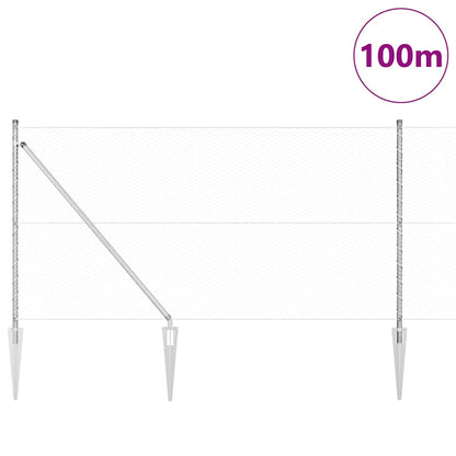 Zaun mit Pfosten Silber 1,2 x 100 m PVC-beschichteter Stahl