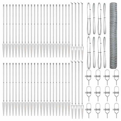 Zaun mit Pfosten Silber 1,4 x 100 m PVC-beschichteter Stahl