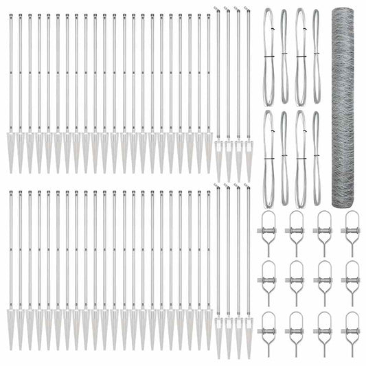 Zaun mit Pfosten Silber 1,4 x 100 m PVC-beschichteter Stahl