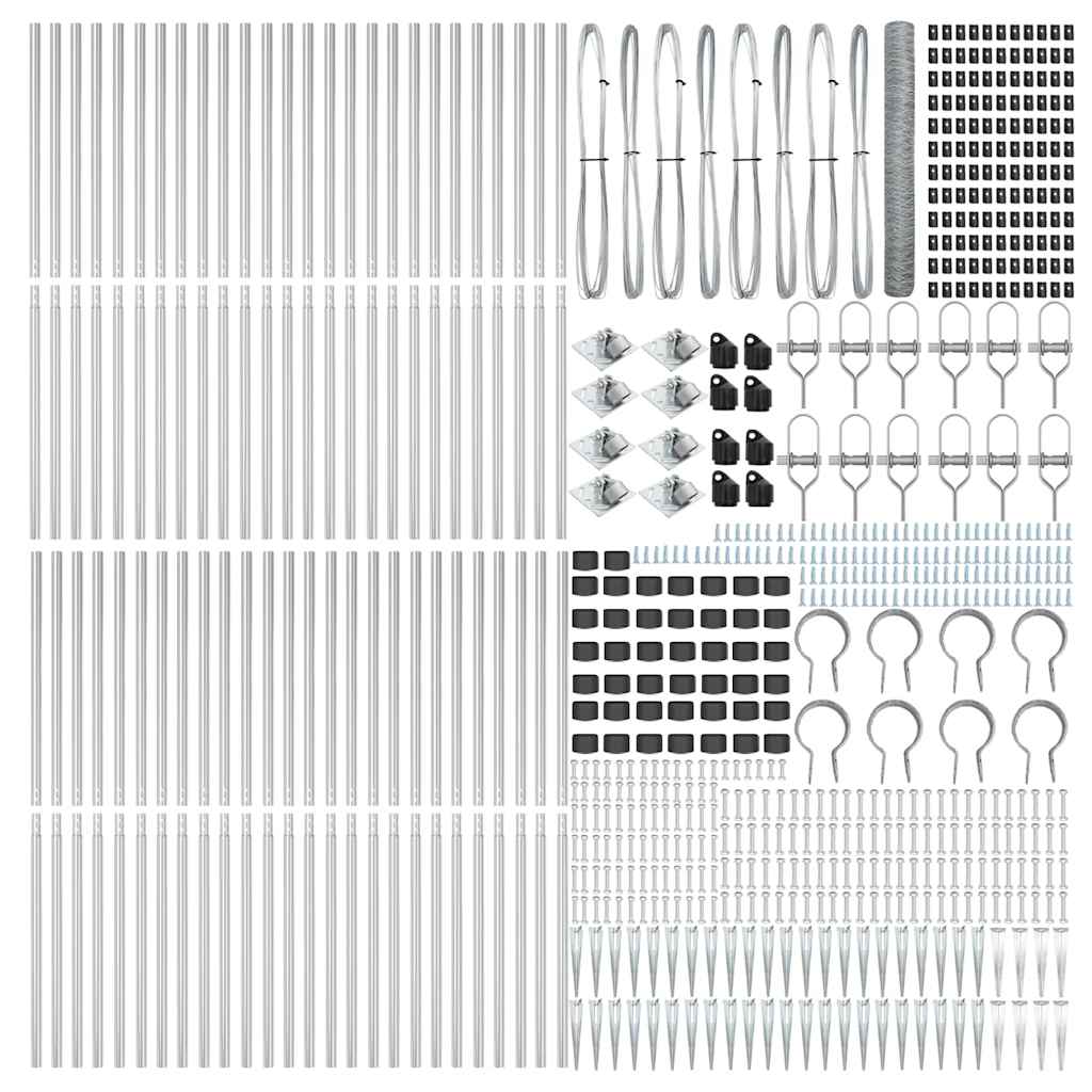 Zaun mit Pfosten Silber 1,4 x 100 m PVC-beschichteter Stahl