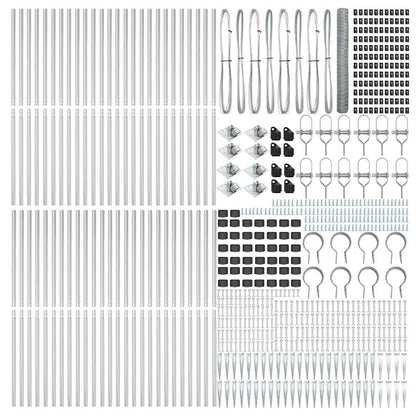 Zaun mit Pfosten Silber 1,4 x 100 m PVC-beschichteter Stahl