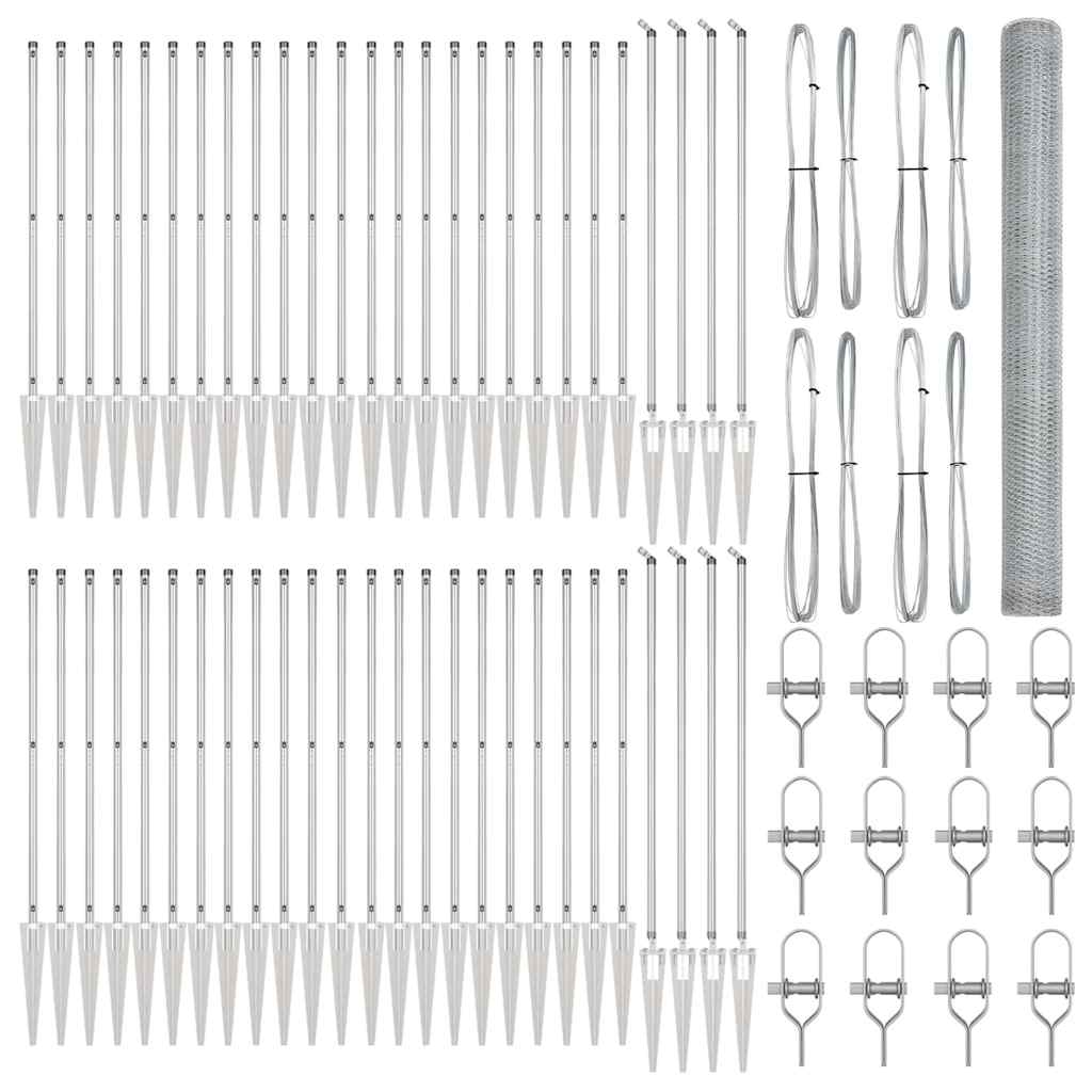 Zaun mit Pfosten Silber 1,5 x 100 m PVC-beschichteter Stahl