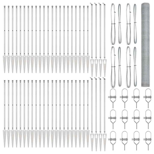 Zaun mit Pfosten Silber 1,5 x 100 m PVC-beschichteter Stahl