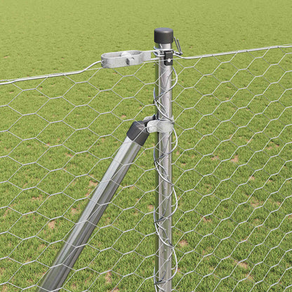 Zaun mit Pfosten Silber 1,5 x 100 m PVC-beschichteter Stahl