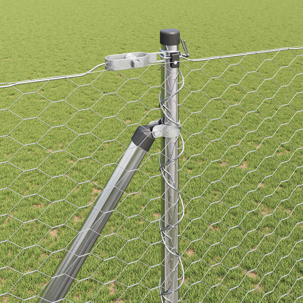 Zaun mit Pfosten Silber 1,6 x 100 m PVC-beschichteter Stahl