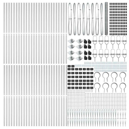 Zaun mit Pfosten Silber 1,6 x 100 m PVC-beschichteter Stahl