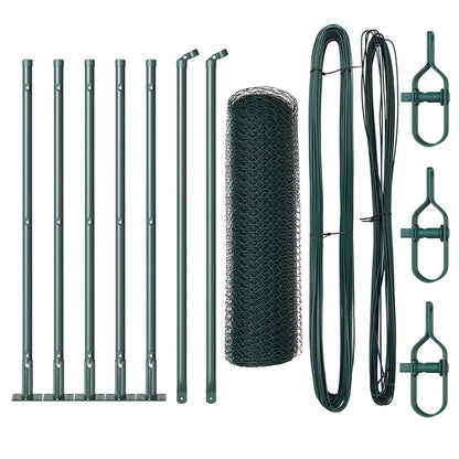 Zaun mit Pfosten Grün 0,4 x 10 m PVC-beschichteter Stahl