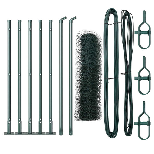 Zaun mit Pfosten Grün 0,5 x 10 m PVC-beschichteter Stahl