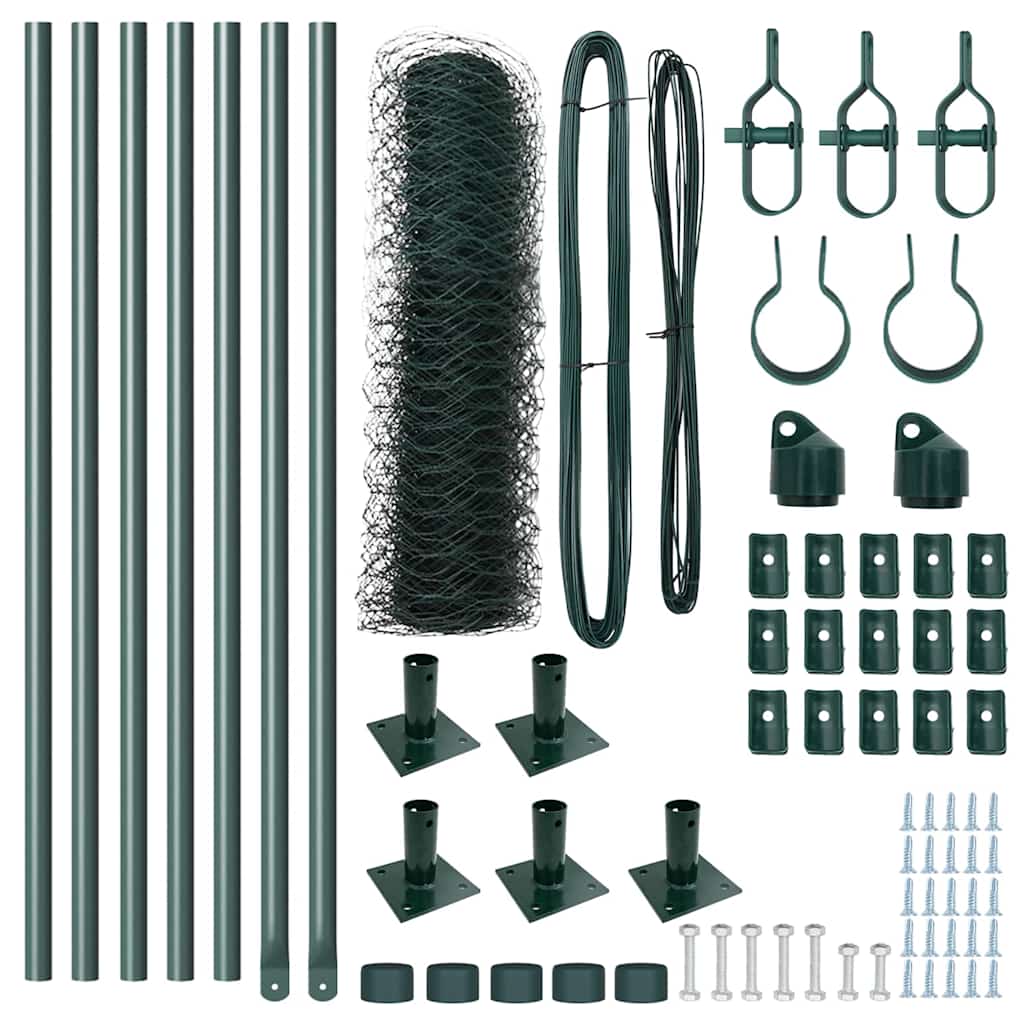 Zaun mit Pfosten Grün 0,6 x 10 m PVC-beschichteter Stahl