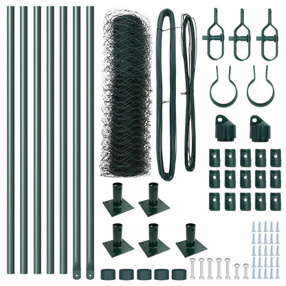 Zaun mit Pfosten Grün 0,6 x 10 m PVC-beschichteter Stahl