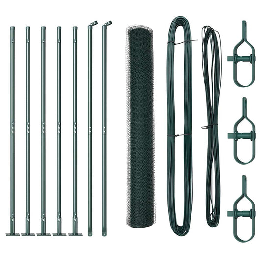 Zaun mit Pfosten Grün 1 x 10 m PVC-beschichteter Stahl